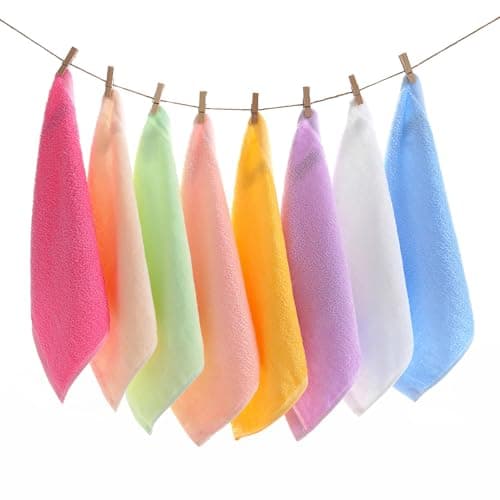 Image of Muexoee 8-Piece Assorted Color Set Face Cloths, Premium Bamboo Face Cloth, Reusable Eco-Friendly Face Cloths For Washing Face,For All Skin Types (10x10in)