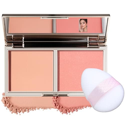 Image of Soft Blush Makeup Powder Palette - with Mirror & Brush, Matte & Shimmer Formula for Natural-Looking, Weightless & Long-Lasting Cheek Tint - Finely Milled, Skin-Friendly Shades (Nude Peach)