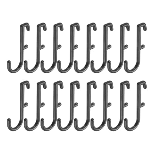 Image of sourcing map 16pcs Pegboard J Hooks 1/4" J Style Pegboard Hook Accessories Assortment for Hanging Storage Jewelry Key, Black