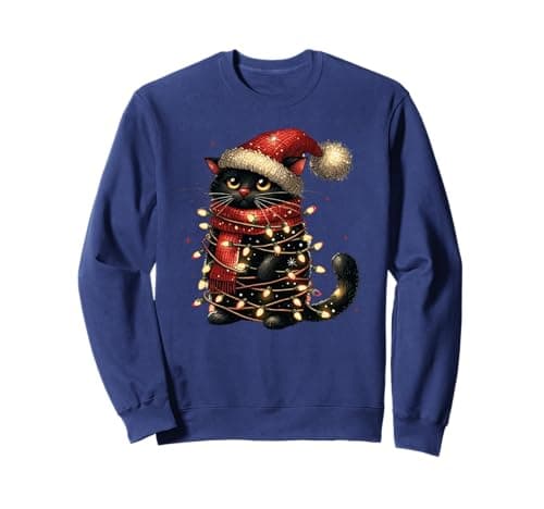 Image of Funny Black Xmas Cat Christmas Men Women Kids Sweatshirt