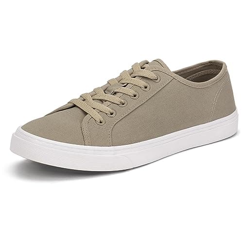 Image of Men's Canvas Low Top Shoes Skate Shoes Fashion Sneakers for Men Comfortable Walking Casual Shoes, Tb002-khaki, 10.5