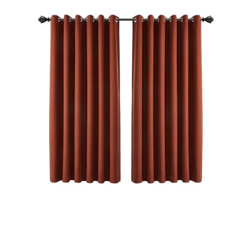 Image of INSPIRE HOMEWARE 100% Blackout Curtains for Bedroom 46x54 Rust Linen Curtains Super Soft & Energy Saving Thermal Insulated Eyelet Curtain 2 panels with Matching Tiebacks