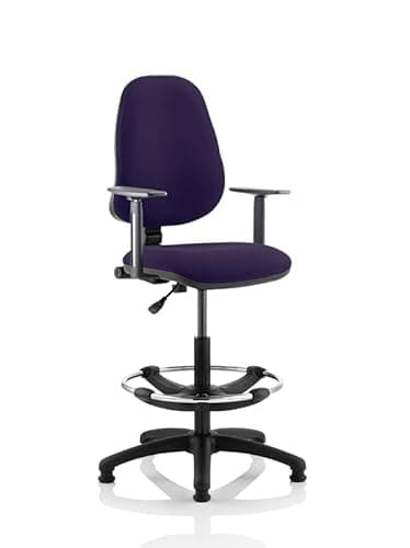 Image of DYNAMIC Permanent Contact Backrest Task Operator Chair Height Adjustable Arms Eclipse I Tansy Purple Seat High Back and Hi Rise Draughtsman Kit