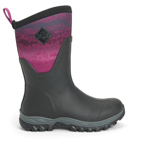 Image of Muck Boots Women's Arctic Sport Mid Fleece Lined Waterproof Pull on Boot, Black Magenta, 7