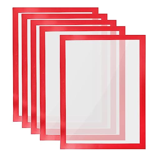 Image of PATIKIL A4 Magnetic Sign Holder, 5Pcs A4 Magnetic Display Frame Self Adhesive Reusable Picture Photo Frame Double Sided for Refrigerator White Board Window Wall,Red