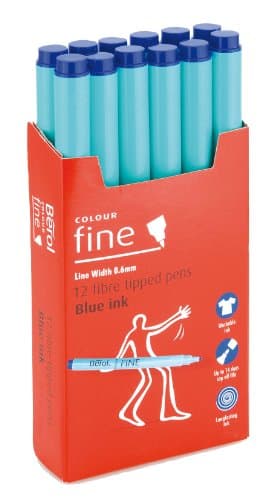 Image of Berol Colour Fine Fibre Tipped Pen with 0.6 mm Line Width - Black, Pack of 12