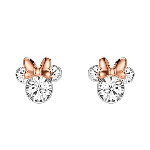 Image of Minnie Mouse Girls Two Tone Plated Crystal Stud Earrings