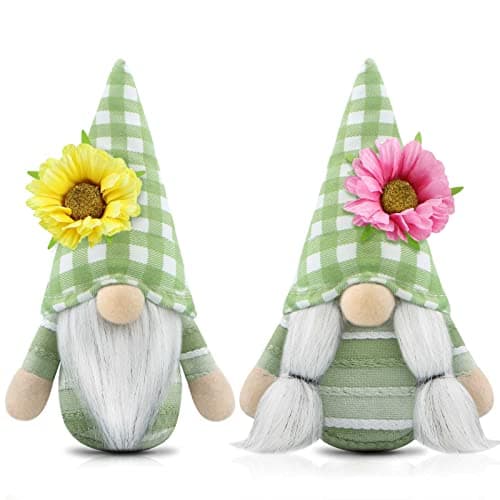Image of Gehydy Set of 2 Spring Gonks Decoration Easter Flower Gnome Handmade Summer Decor for Home Kitchen