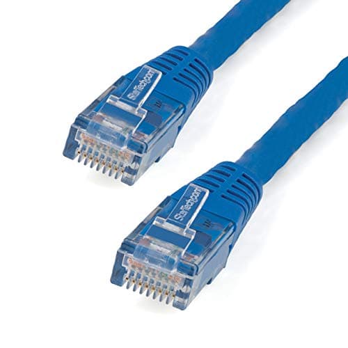 Image of StarTech 7ft CAT6 Ethernet Cable - Blue CAT 6 Gigabit Ethernet Wire -250Mhz 100W PoE RJ45 UTP Molded Network Patch Cord with Strain Relief (C6PATCH7BL)