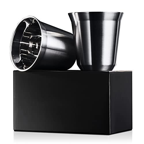 Image of Love-KANKEI Espresso Cups, Stainless Steel Double Wall Insulated Coffee Mugs 150 ml/5 oz Set of 2