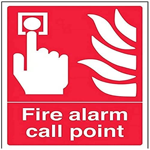 Image of V Safety 13001AN-S Fire Alarm Call Point Sign - Portrait - 150mm x 200mm - Self Adhesive Vinyl, Red