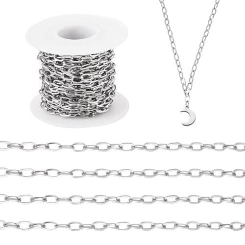 Image of PandaHall 5m Stainless Steel Chains Paperclip Chains Soldered Link Chain with Lobster Claw Clasps Jump Rings for Bracelet Necklace Jewelry Making
