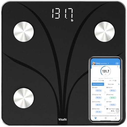 Image of Vitafit Smart Bathroom Scales for Body Weight, High Accuracy Assured by Weighing Scales Professional Factory SINCE 2001, App Sync 13 Body Composition including BMI, Body Fat and Muscle, 28st, Black