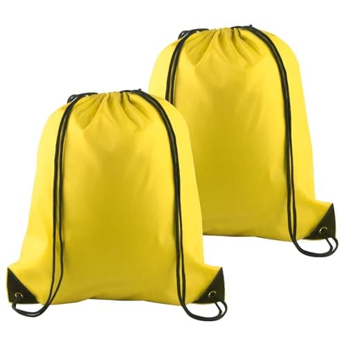 Image of PLULON 2Pcs Drawstring Bags Bulk Yellow Drawstring Backpack String Backpack Cinch Sack Sport Gym Backpack Bags for Yoga Traveling Outdoor Sports