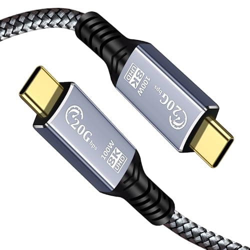 Image of TanQY USB C to USB C Charger Cable 1.5M, USB C 3.2 Gen 2X2 Cable, 20Gbps High Speed Data Transfer, 100W Charging, for iPhone 15 Pro Max Plus, iPad Pro and More (Silver, 1.5M)