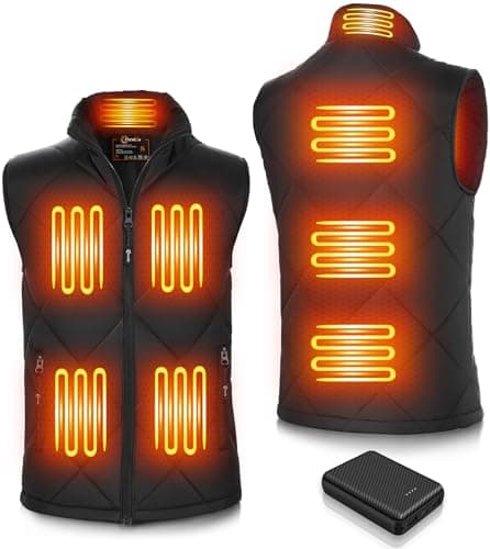 Image of FERNIDA Heated Gilet for Men, USB 5V Heated Vest, Electric Jacket for Winter Warm with Battery Pack, 3 Temperature Levels, 8 Heating Zones, XL