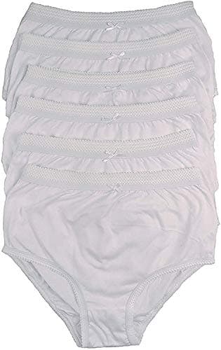 Image of COTTONIQUE Ladies 6 Pairs of Full Cotton Briefs in Choice of Colours 36-54" Plus Sizes (36-38" (8-10), White)