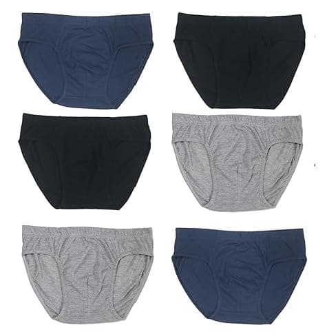 Image of reshmena® 6 Men Briefs Underwear Cotton brief Classic Stretch Fit Comfortable Underpants Men Multipack Brief Hipster Assorted Colors Brief Size 3XL