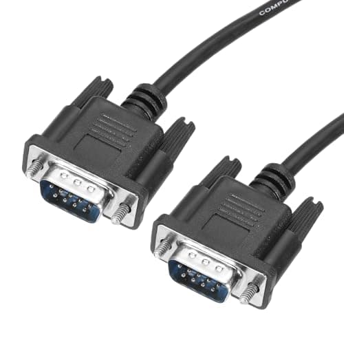 Image of sourcing map 3.3 ft DB9 RS232 Serial Cable, Straight Through RS-232 Male to Male 9 Pin Extension Cable for Data Communication, Black