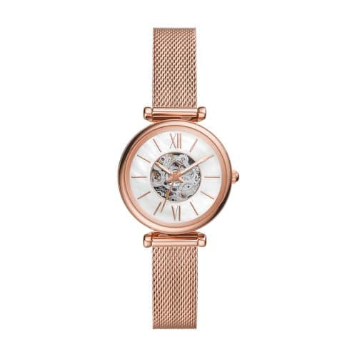 Image of Fossil Carlie Mini Me Women's 43 MM Rose Gold-Tone Stainless Steel Watch, ME3188