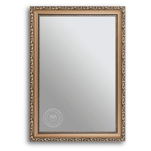 Image of CLAMARO 'Oslo' Antique Wall Mirror 35 x 65 cm with Frame | Bronze | Shabby Chic Vintage Baroque Mirror with Wooden Frame | Baroque Mirror with Metal Hanger and Mounting Material