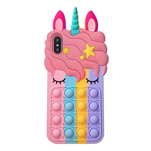 Image of Asgens Pop Bubbles Case for iPhone X/XS, Cute Lovely Cartoon Unicorn Rainbow Pop Shockproof Silicone Soft Phone Case for Apple iPhone X/XS 5.8 inch