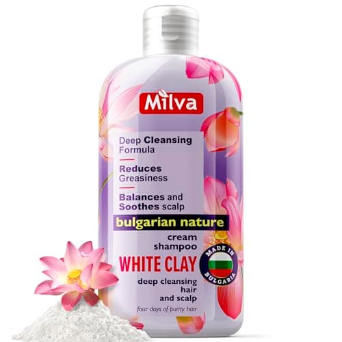 Image of Milva Shampoo for Greasy Hair with Kaolin White Clay - 200 ml Natural Shampoo for Oily Hair, Dry Scalp Treatment - Deep Cleansing Clarifying to Remove Build Up, Exfoliate Scalp Dead Cells