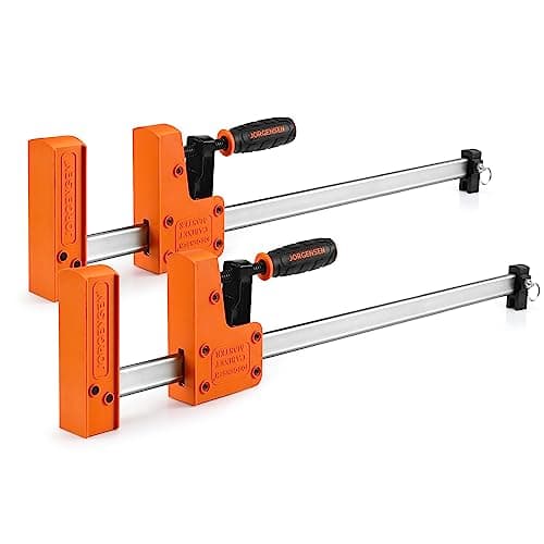 Image of JORGENSEN Clamps for Woodwork, 600 mm Heavy Duty Wood Clamps, One-Handed Clamp/Spreader Quick Release Bar Clamp, 2-Pack, Max 680 kg Load Limit