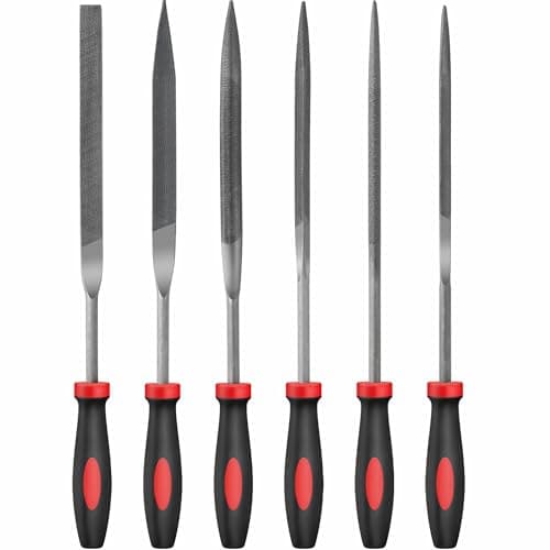 Image of Hi-Spec 6pc Needle File Set – Small Metal Hand Files with Fine Steel Tips. Flat, Round, Half-Round & Triangle Shapes for Crafting, Metalwork, Woodworking, Jewelry & DIY Projects