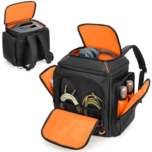 Image of CURMIO Travel Carrying Case Compatible with Bose S1 Pro/S1 Pro+, Portable Bluetooth Speaker Backpack with Shoulder Straps and Accessory Pockets for Microphone, Charger, Cable, Black