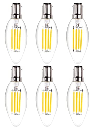 Image of LED Candle Light Bulb B15 Vintage 6 Pack,Warm White Dimmable 2700K,Cap Light Bulb 4W(40W Equivalent),C35 Bulb for Chandeliers