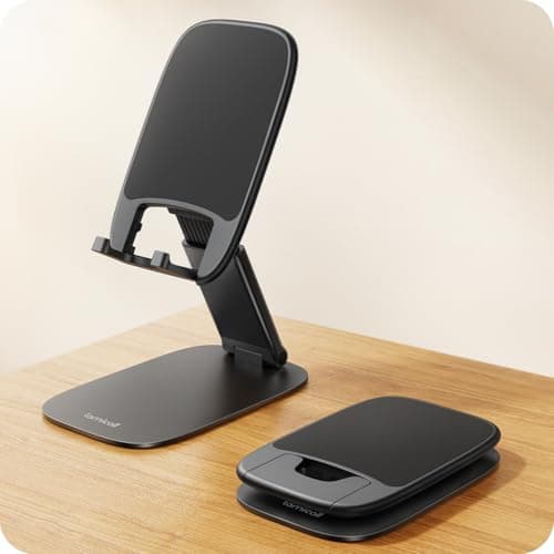 Image of Lamicall Cell Phone Stand for Desk - [Ultra-Thin] Foldable Mobile Phone Holder, Height Adjustable Phone Stand for iPhone 17 16 15 14 13 12 Pro Max Plus Air Mini, Samsung S25 S24, 4"-8" Mobile Phones