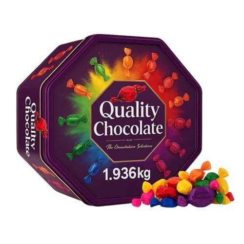 Image of Quality Chocolate Christmas Tin 1.936kg – Assorted Milk & Dark Chocolates, Toffees & Fruit Cremes – Festive Treats for Gifting, Stockings & Holiday Sharing