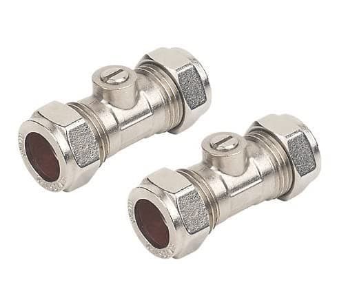 Image of UKDD® 15mm Isolation Ball o fix Valves Straight Suitable HOT & Cold WRAS Approved (Pair) Chrome