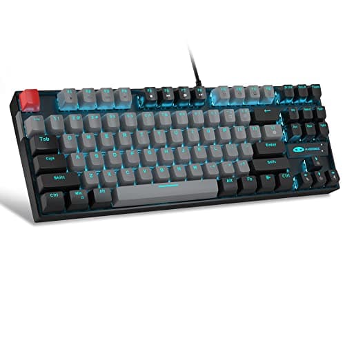 Image of MageGee 75% Mechanical Gaming Keyboard, Blue Switch, LED Backlit, 87 Keys Compact TKL Wired Computer Keyboards for Windows Laptop PC Gamer - Grey/Black