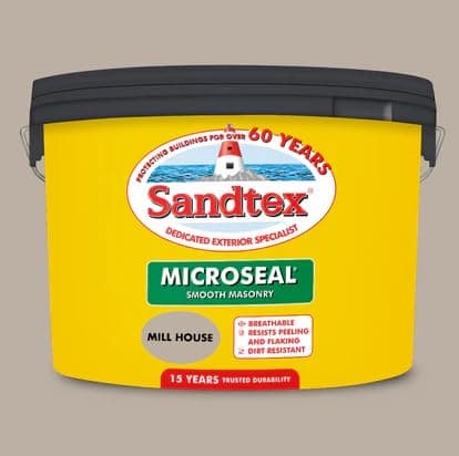 Image of Smooth Matt Microseal Masonry Paint in Mill House, 10L Tub by Sandtex