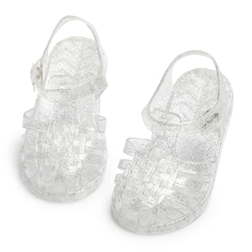 Image of CENCIRILY Toddler Girls Jelly Sandals Soft Rubber Sole Closed Toe Glitter Sparkle Summer Beach Holiday Princess Dress Up Shoes