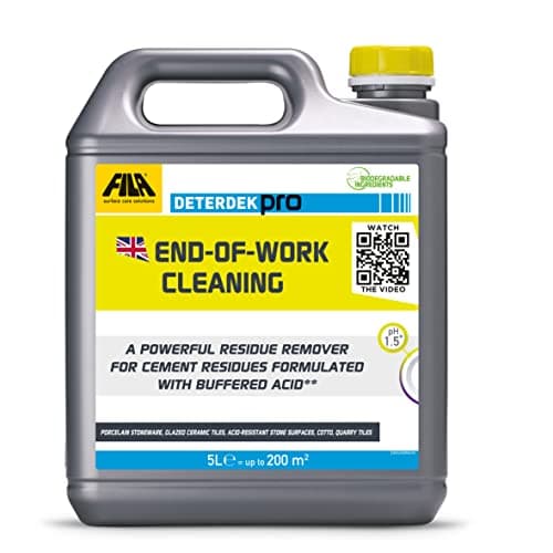 Image of FILA Surface Care Solutions, DETERDEK PRO, Cement Remover and Brick Acid Cleaner, Efflorescence Remover, Strong Patio Cleaner, Ideal for Porcelain Tile, 5L