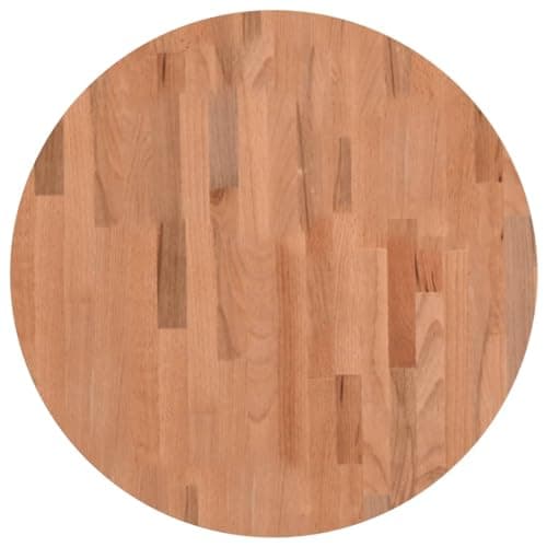 Image of vidaXL Round Solid Beech Wood Table Top Replacement for Dining or Coffee Table - Easy-to-Clean, Unique, Brown, 60cm Diameter