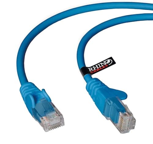 Image of rhinocables CAT 5e High-Speed Ethernet Cable - Reliable LAN Network RJ45 Cable for Fast Internet & Data Transfer | Durable WiFi Broadband Cable for Gaming & Streaming, (1.5m, Blue, Pack of 3)