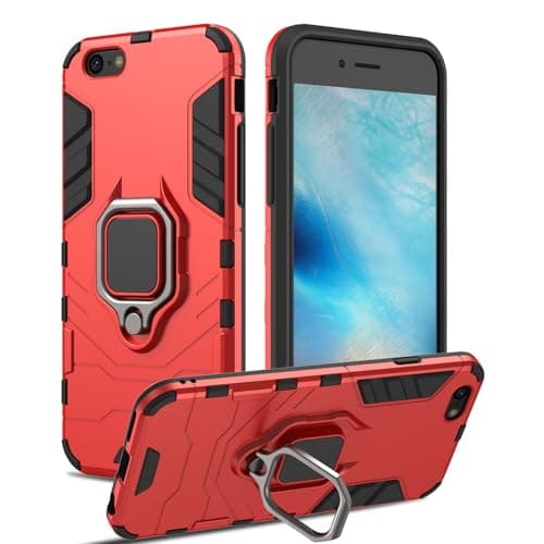 Image of RIIMUHIR Case for iPhone 6/6S, Shockproof Cover with 360° Metal Ring Stand, Anti-Scratch Hard Protective Case, Full Body Bumper Case with Camera Protection (Red)