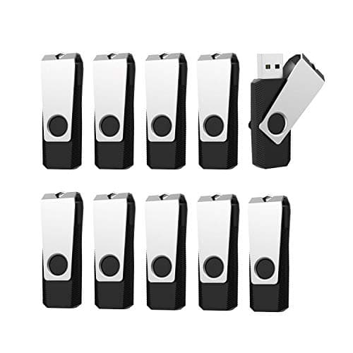 Image of RAOYI 10 Pack USB Stick 32GB USB Memory Stick USB 2.0 Flash Drive Swivel Design Thumb Drive Pen Drive with LED Indicator (32GB, Black)