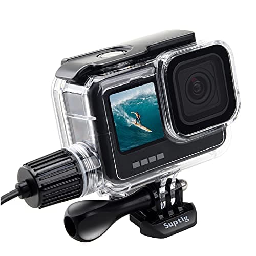 Image of Suptig Waterproof Housing Case for GoPro Hero 11/10/9 Black, 164Ft Waterproof, Black, Plastic+Stainless Steel+Tempered Glass, Quick Release Mount