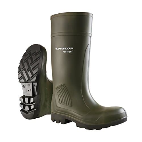 Image of DUNLOP Purofort Professional - Unisex Full Safety Waterproof Work Boots, Dark Green, Antistatic and Slip-Resistant Wellies with Steel Toecap for Outdoor, Farm and Industrial Work - EU44, UK10