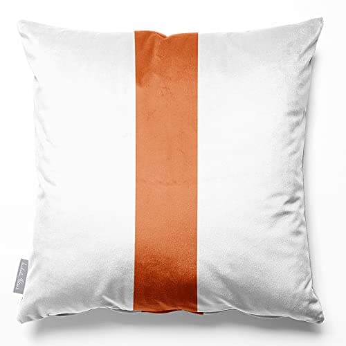 Image of Izabela Peters Cushions With Covers Included, Filled Cushion, Eco-Friendly Velvet Cushions, 50 cm, 1 Stripe - Burnt Orange, Chair Cushions, Sofa Cushions, Seat Cushions, Large Cushions