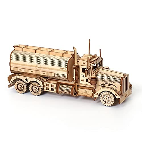 Image of Cuteefun 3D Wooden Puzzle, Tanker Truck, Mechanical Model Kits for Adults to Build, Wooden Mechanical Construction Set, Gift for Birthday Father's Day