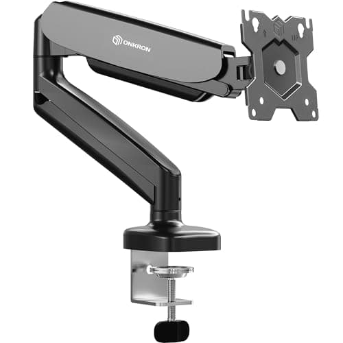 Image of ONKRON Single Monitor Arm Desk Mount for 13"–32" Screen, Desk Mount up to 8 kg – Gas Spring Arm VESA 75x75 & VESA 100x100, Screen Holder for Desk Tilt Swivel Rotation G50-B Black