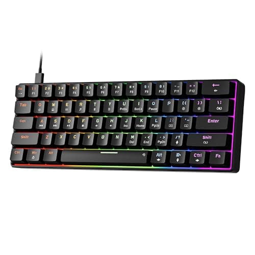 Image of NEWMEN GM611 Gaming Keyboard,60% Percent Mechanical Keyboard 61 Keys LED Backlit Anti-Ghosting Black Keycaps Wired Gaming Keyboard Qwerty for PC, Windows, Gamer, Office, Typists（Red Switches）