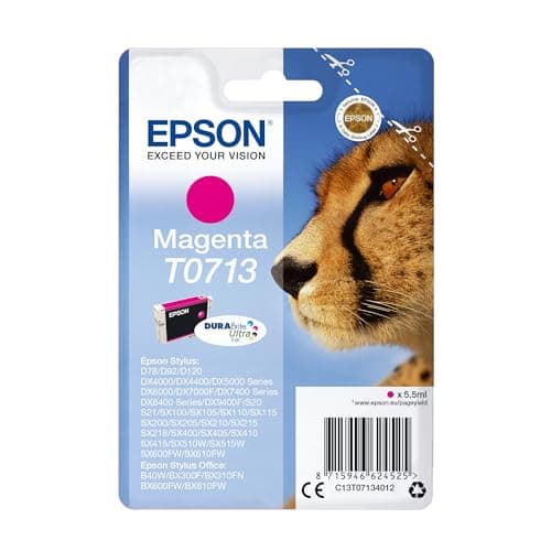 Image of Epson T0713 Cheetah Magenta, Genuine, DURABrite Ultra Ink