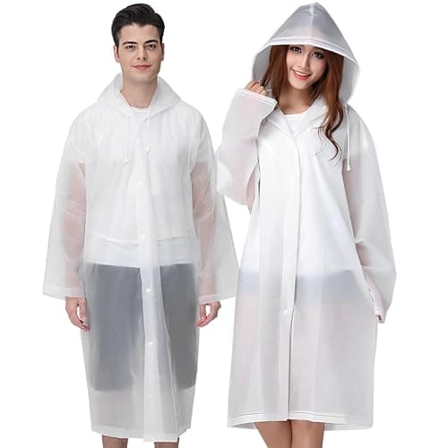 Image of Cosowe Rain Poncho Raincoats for Adults, 2 Pack Reusable Rain Jacket Rainwear with Hoods and Sleeves, Waterproof for Emergency, Outdoors, Camping, Disney